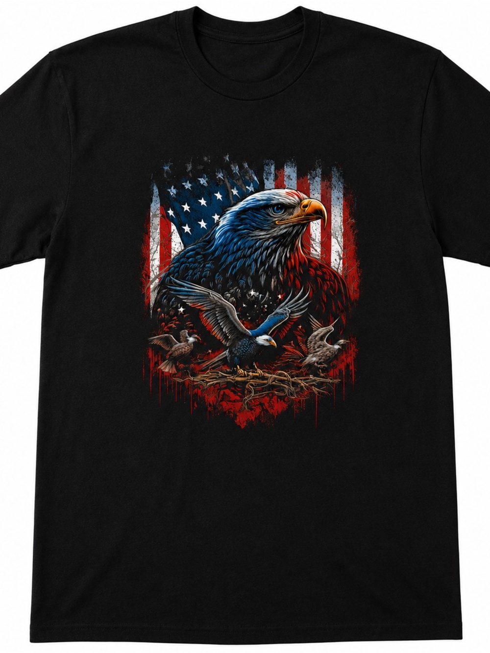 Men's Black Eagle & American Flag Graphic Tee